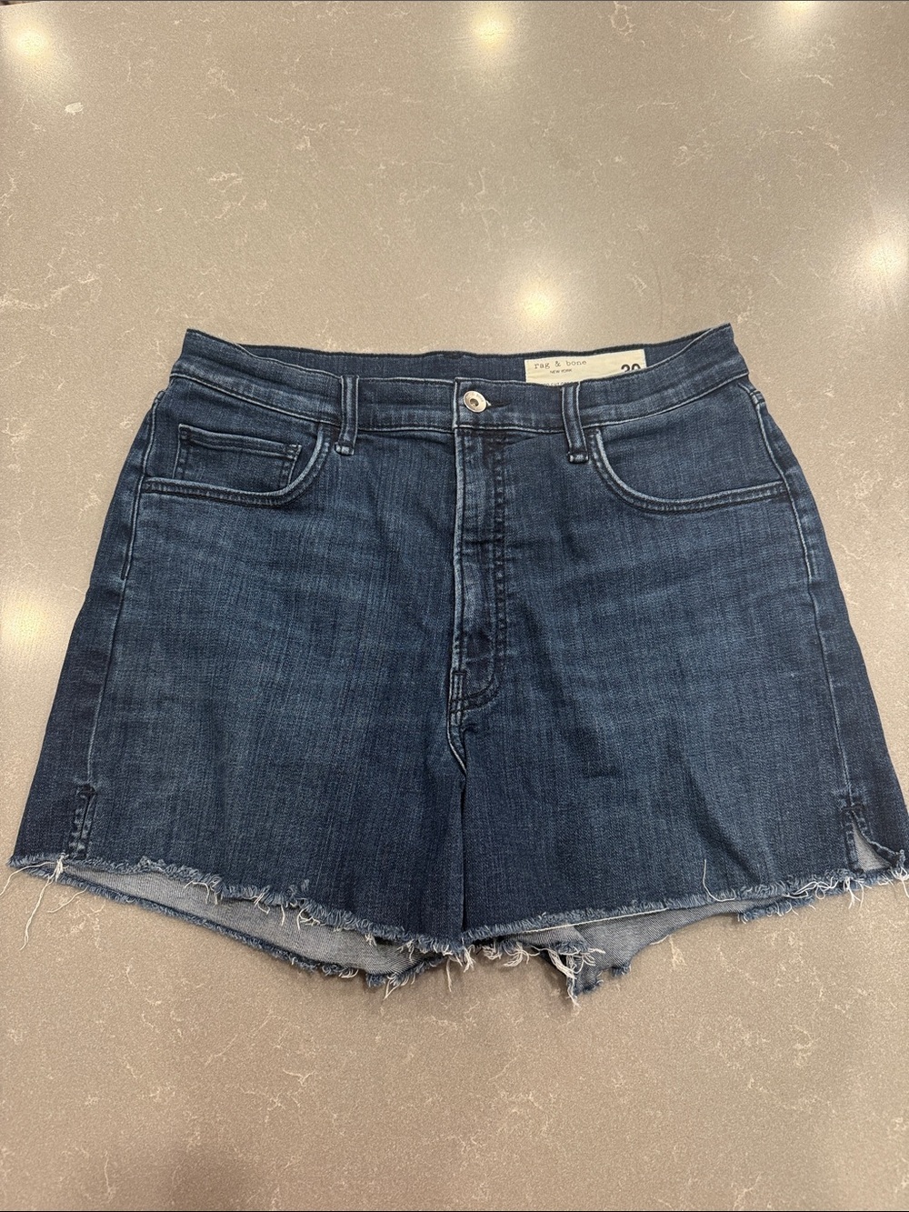 rag & bone Dark Blue Denim Cutoff Jean Shorts
